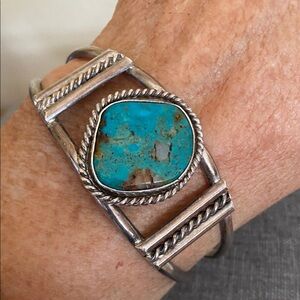 Native American Turquoise Sterling Cuff Bracelet (7-7.5)
